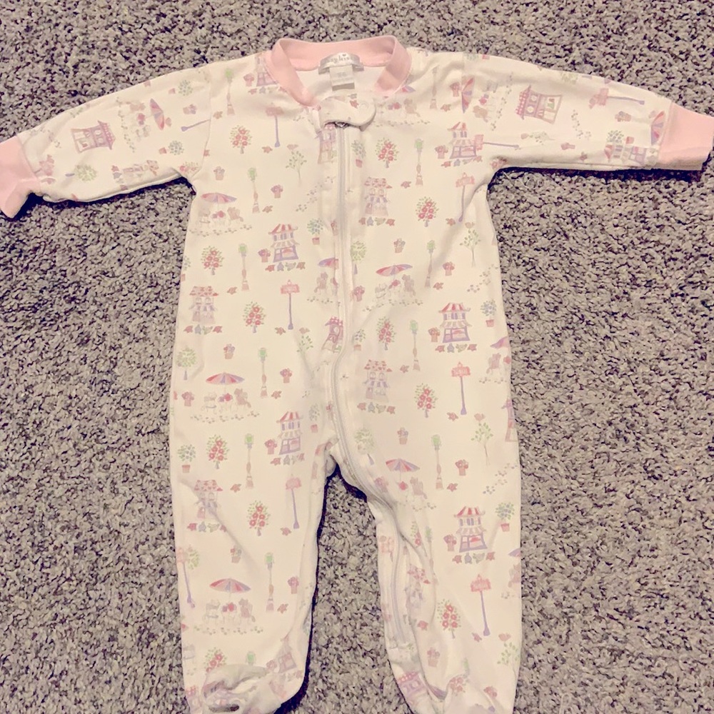 Kissy kissy footed onesie zipper 3 to 6 months
